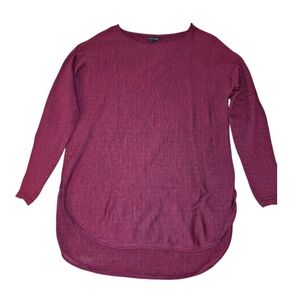 Eileen Fisher 100% Merino Wool Burgundy Tunic Sweater XS